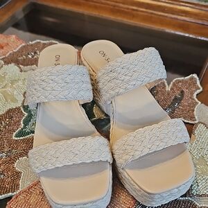 ON Women's Braided Espadrille Wedge Sandals in Cream